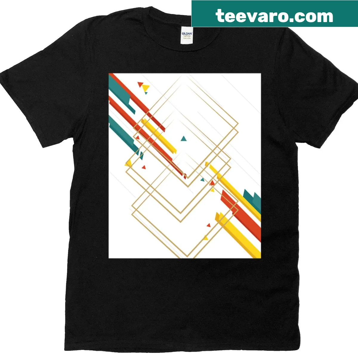 Abstract geometric lines and shapes in a minimalist design — on a men's t-shirt