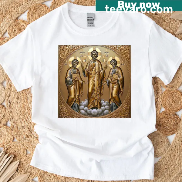 Holy Trinity graphic on a T-shirt.