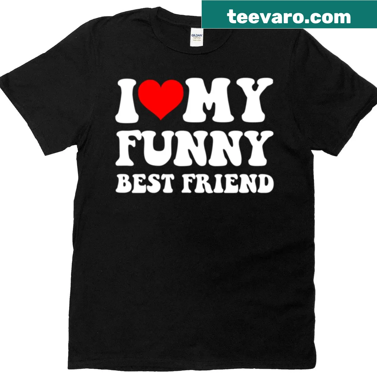 Typographic t-shirt celebrating friendship and humor — on a men's t-shirt