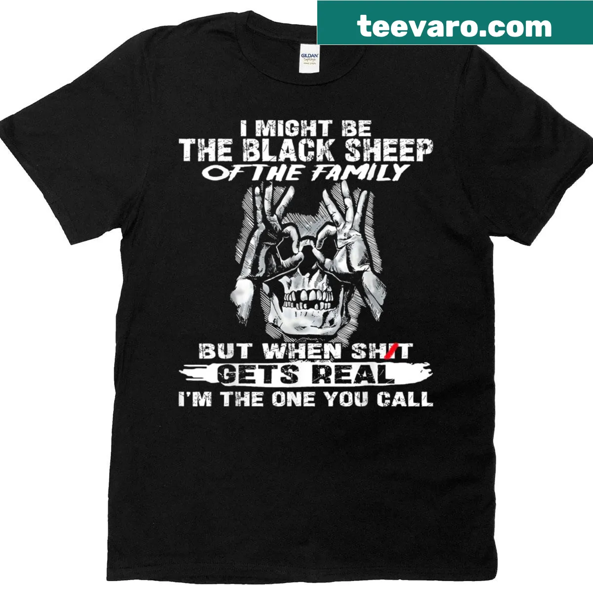 Humorous t-shirt about being the black sheep of the family. — on a men's t-shirt