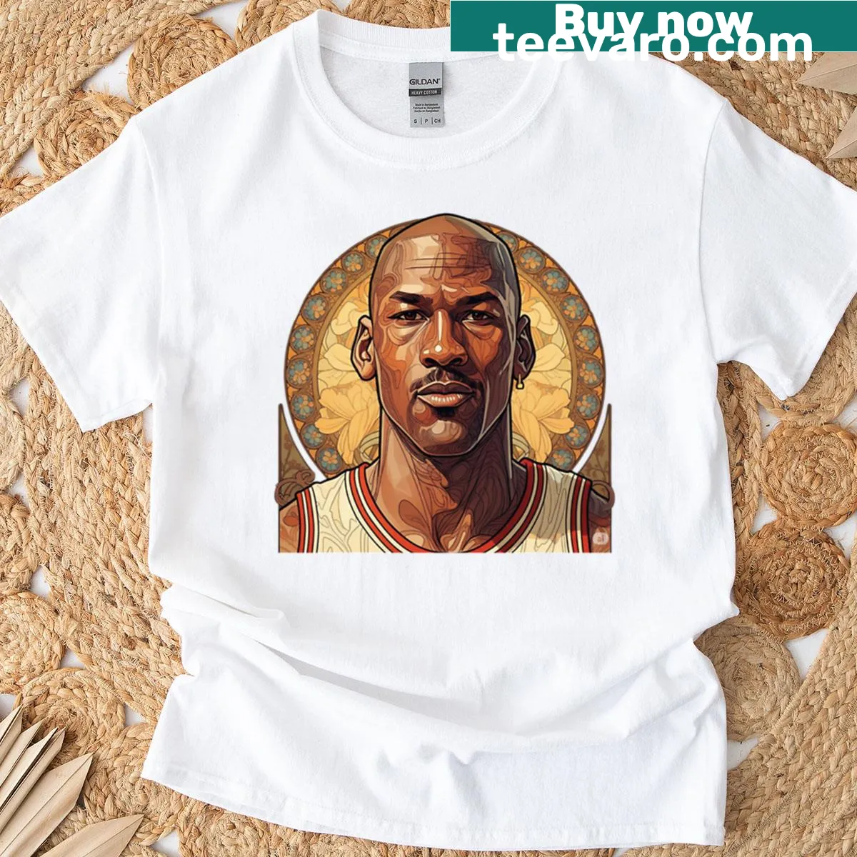 Art Nouveau portrait of Michael Jordan on a T-shirt — on a men's t-shirt