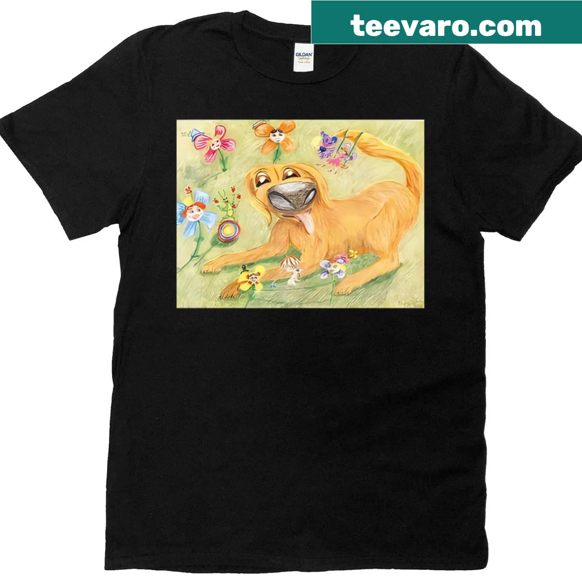 Illustrative t-shirt featuring Idaho landscapes and flower motifs. — on a men's t-shirt