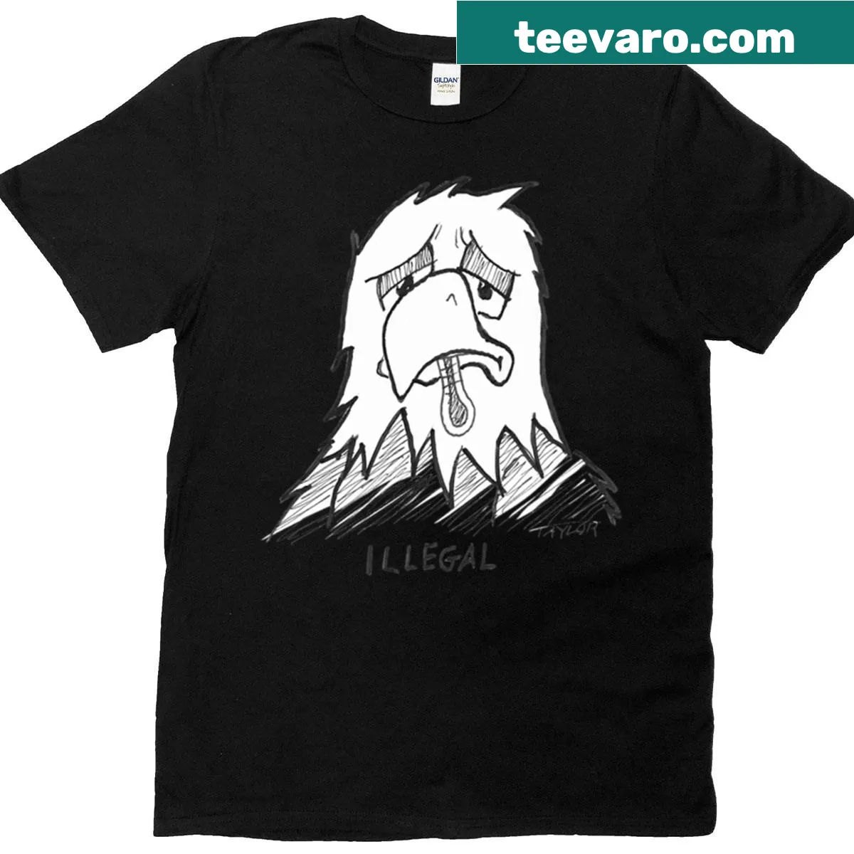 T-shirt featuring a bald eagle graphic and humorous slogan — on a men's t-shirt