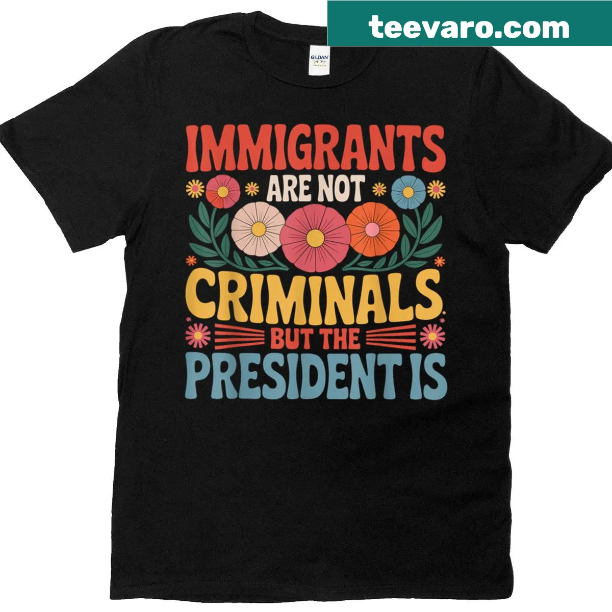Bold statement shirt advocating for immigrant rights and feminism. — on a men's t-shirt