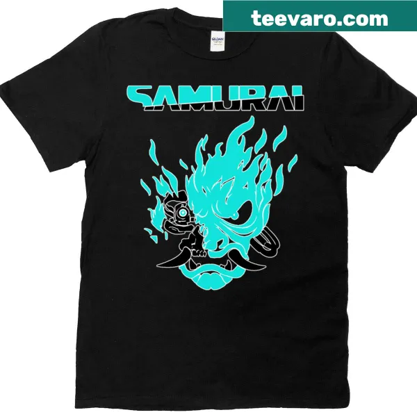 Cyberpunk 2077 T-shirt featuring the Inverted Samurai logo