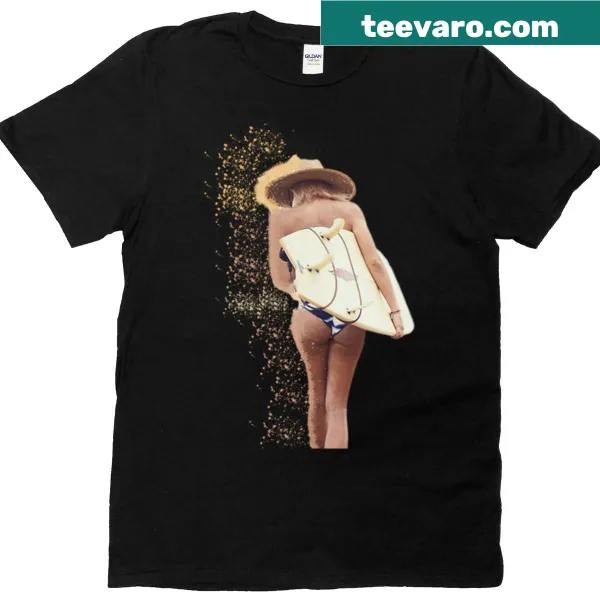 Playful surf-themed Isla T-shirt with beach and wave illustration