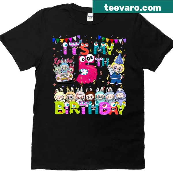 Birthday-themed T-shirt featuring Labubu for girls