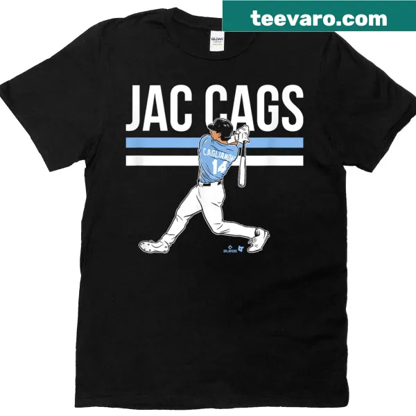 Dynamic Kansas City Baseball T-shirt featuring Jac Caglianone in a swinging pose