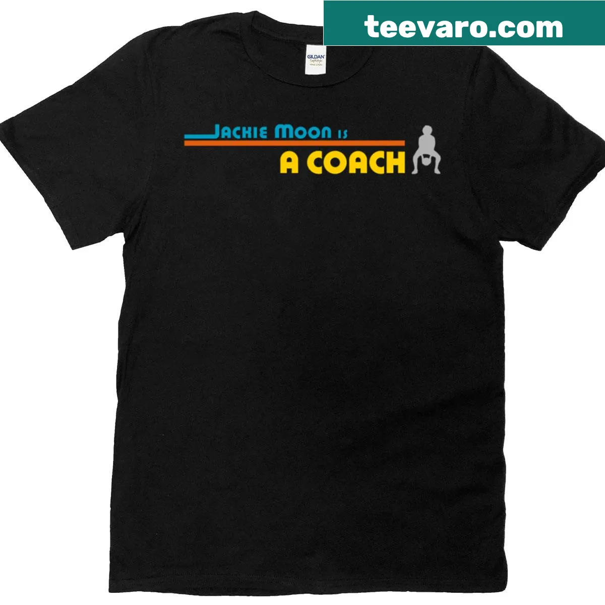 T-shirt featuring Jackie Moon as a coach — on a men's t-shirt