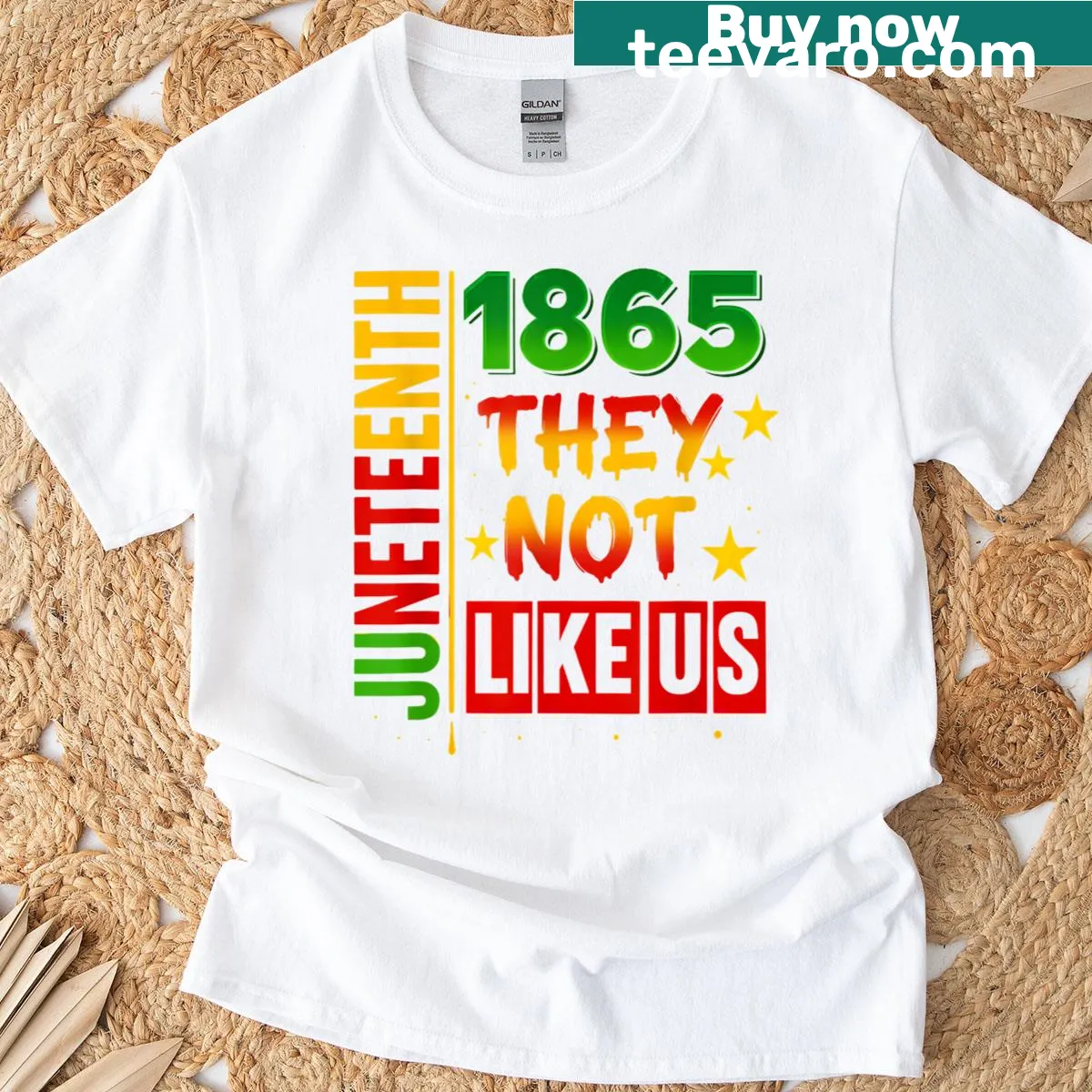 Typography shirt commemorating Juneteenth 1865 — on a men's t-shirt