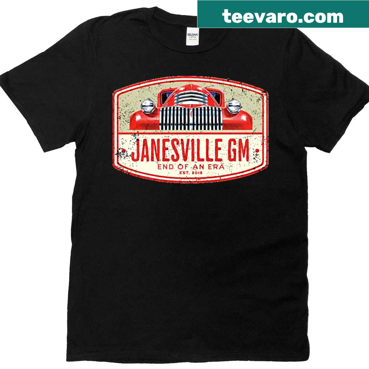 Jvl badge design on a minimalist T-shirt. — on a men's t-shirt
