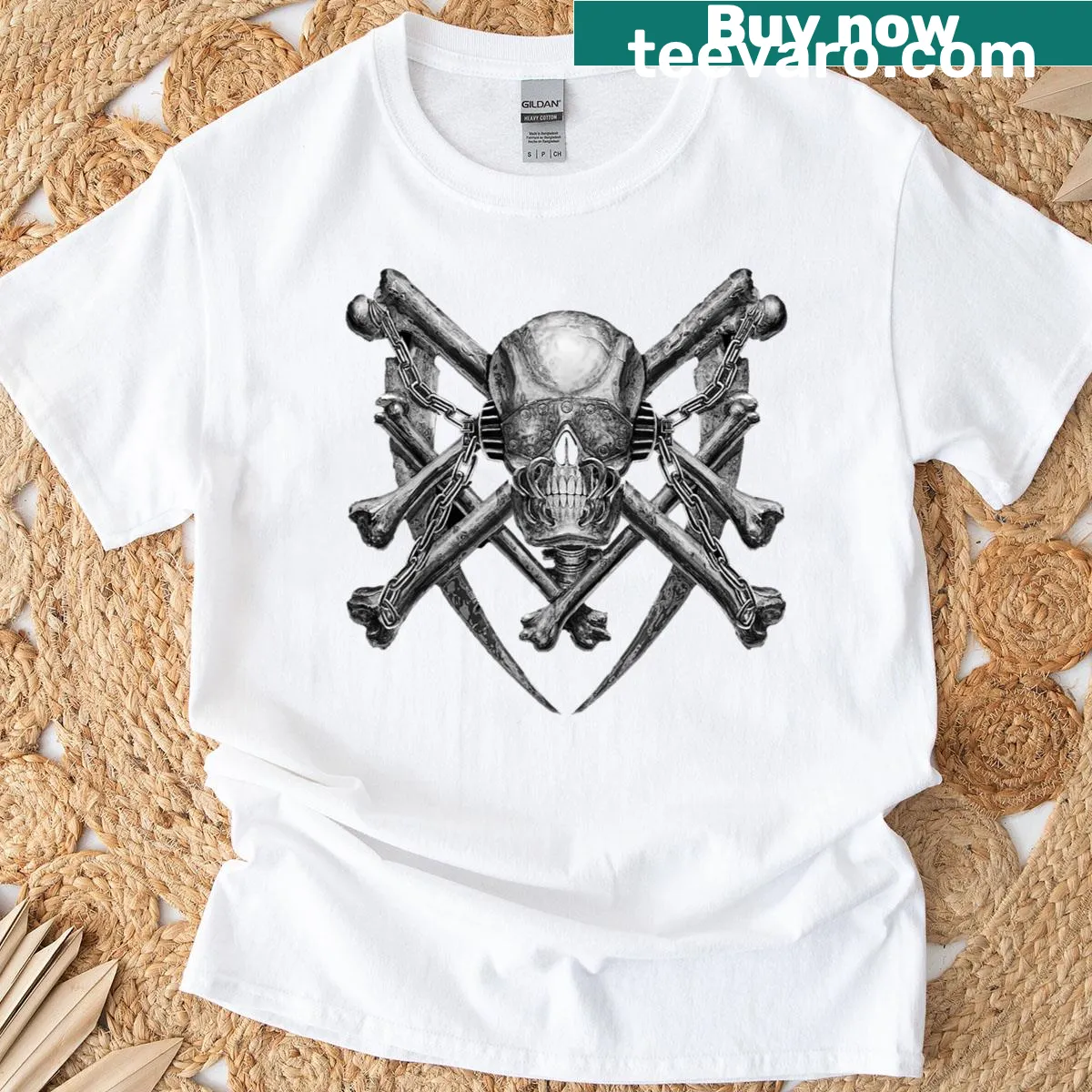Skull graphic T-shirt with 'Killing Is My Business' text — on a men's t-shirt