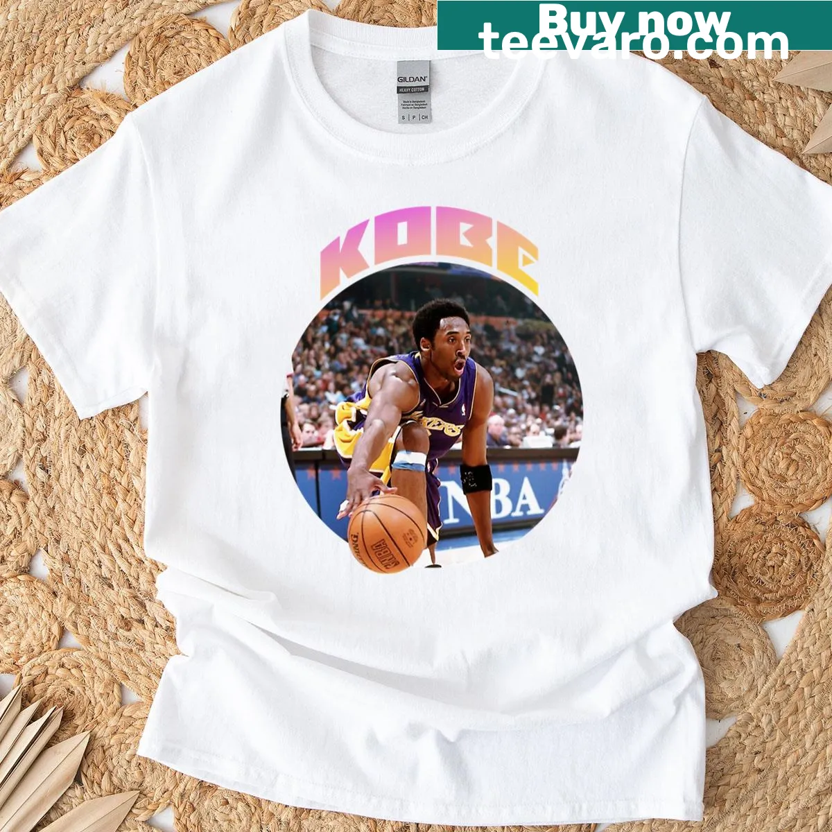 Tribute t-shirt for Kobe Bryant with inspiring basketball-themed graphic — on a men's t-shirt