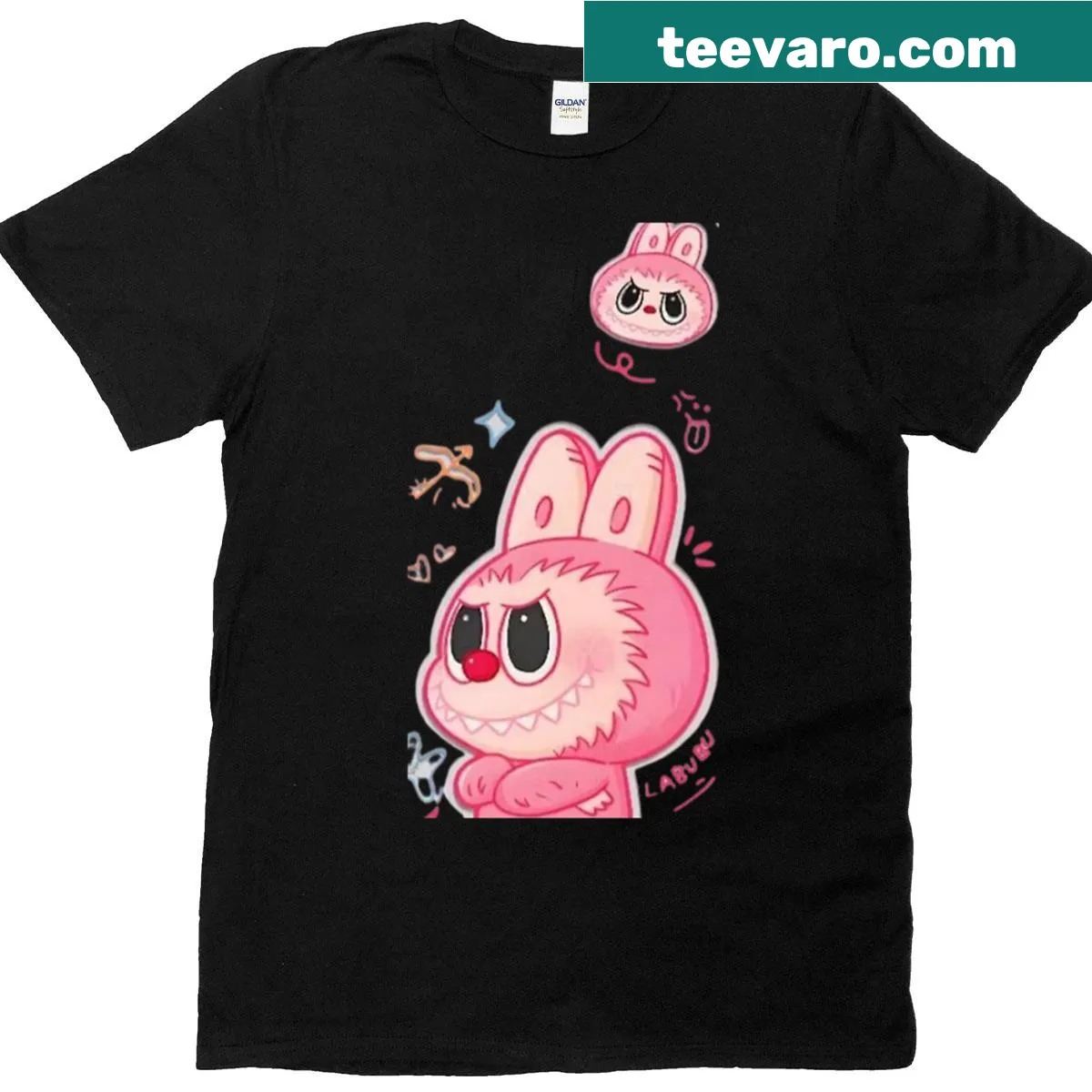 Kawaii Labubu macaron graphic on a T-shirt — on a men's t-shirt