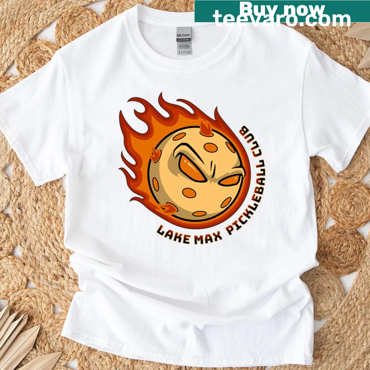 T-shirt for Lake Max Pickleball Club with playful club logo — on a men's t-shirt