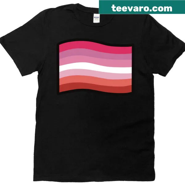 Lesbian pride flag graphic on a T-shirt