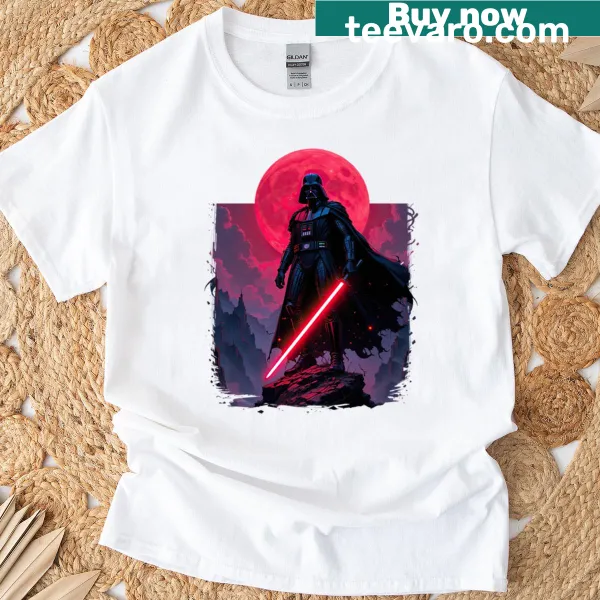 Illustrated graphic of Lord Vader on T-shirt