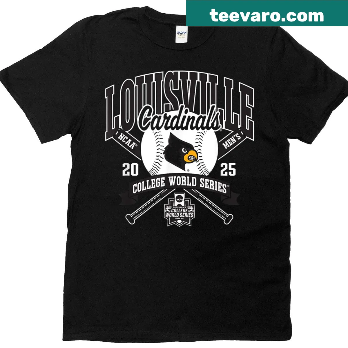 Louisville Cardinals College World Series Baseball T-shirt — on a men's t-shirt