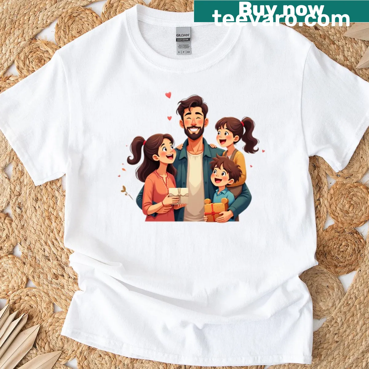 Heartfelt T-shirt with 'Love Without Borders' slogan, ideal for Father's Day. — on a men's t-shirt