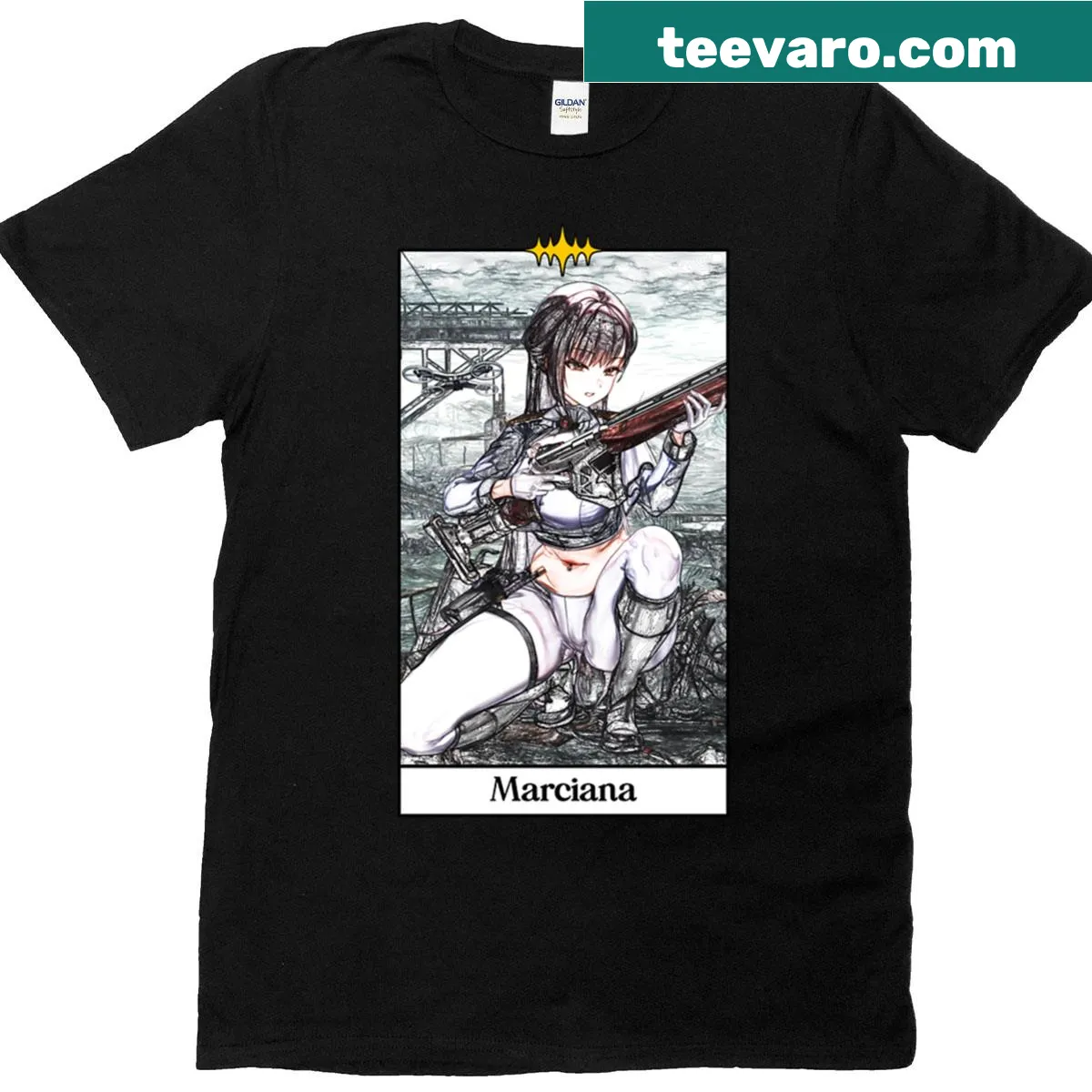Vintage-style Tarot card illustration on T-shirt. — on a men's t-shirt