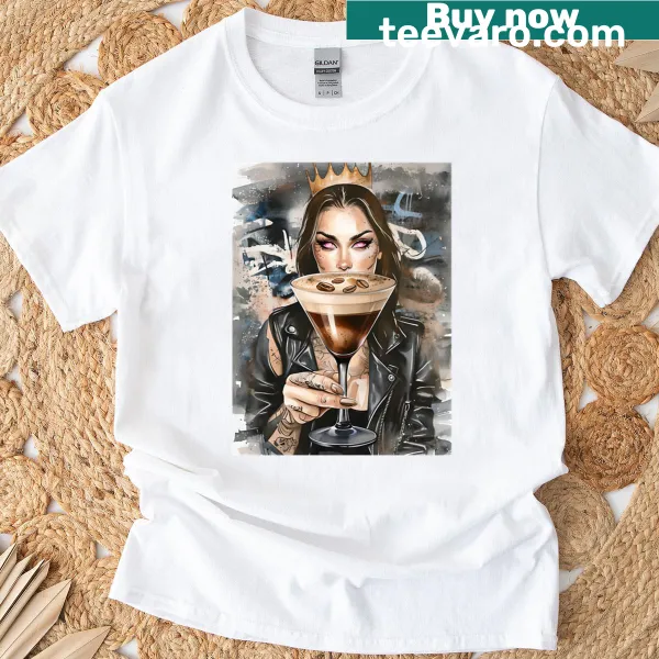 Whimsical T-shirt featuring a graphic celebrating martinis