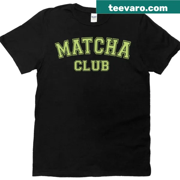 Funny T-shirt featuring cartoon graphic celebrating matcha