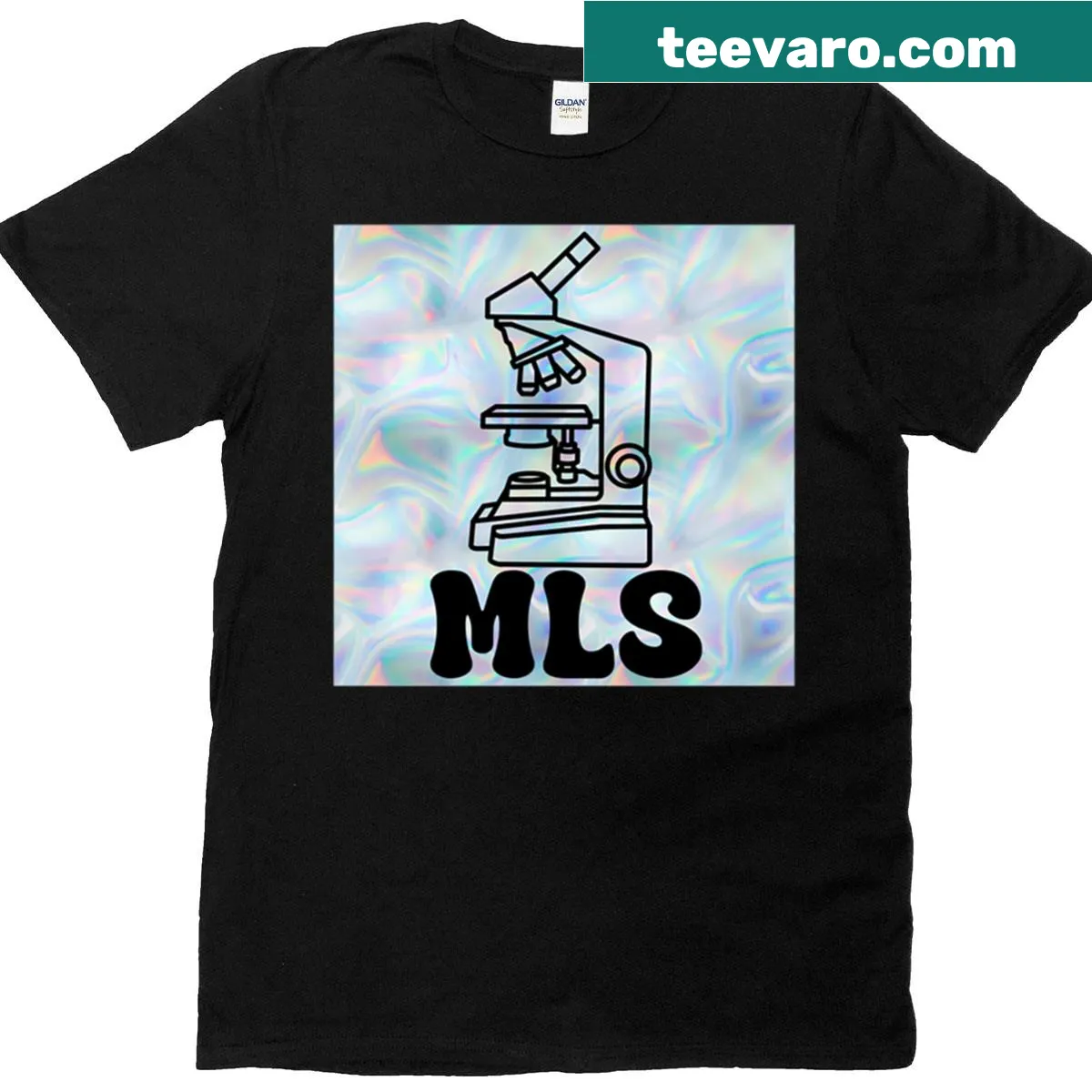 Rainbow design representing medical laboratory sciences on T-shirt. — on a men's t-shirt