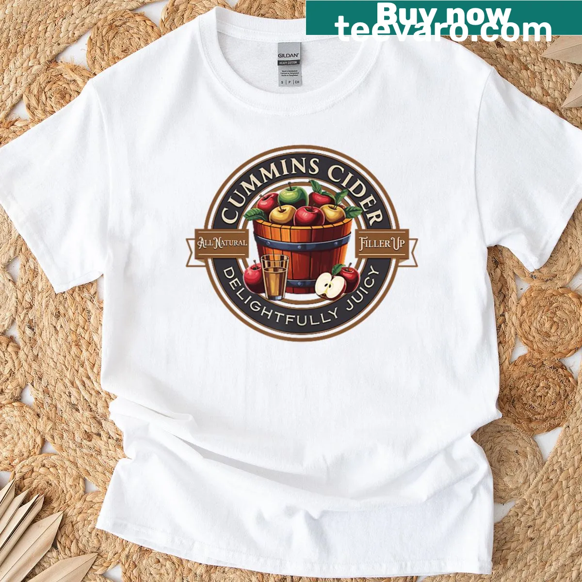 Funny double-sided shirt with the phrase Haul Cummins Cider. — on a men's t-shirt