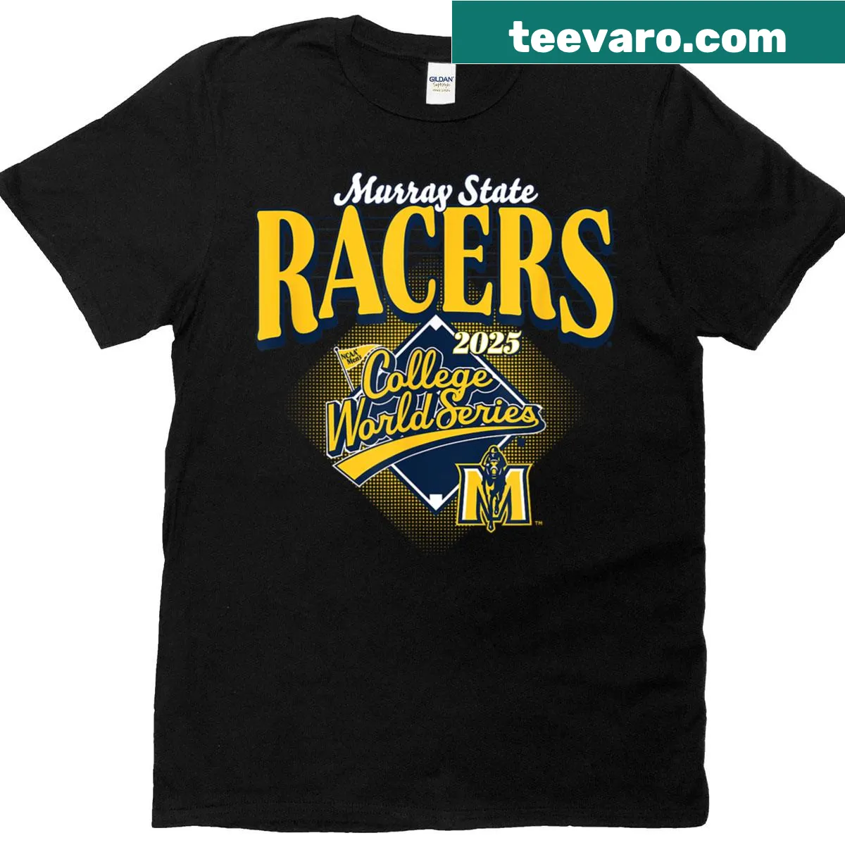 Murray State baseball NCAA t-shirt with College World Series 2025 graphic — on a men's t-shirt