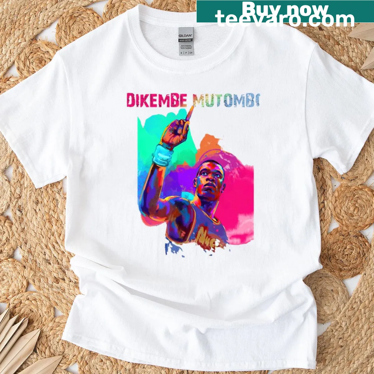 Artistic T-shirt with a legend theme and abstract typography — on a men's t-shirt