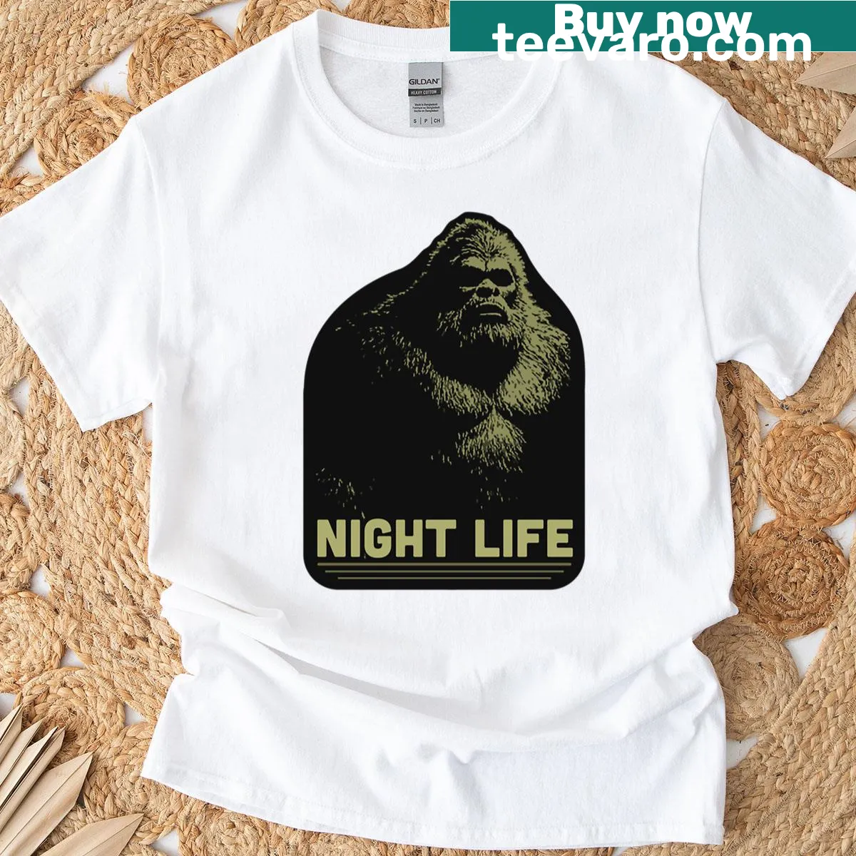 T-shirt celebrating nightlife with a lively typography design. — on a men's t-shirt