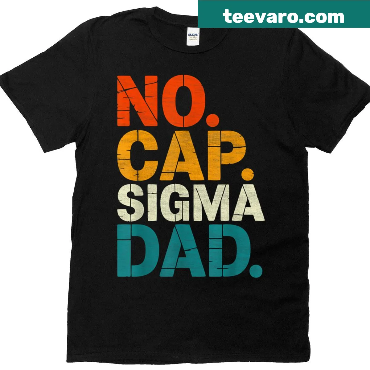 Funny 'No Cap' phrase design for dads. — on a men's t-shirt
