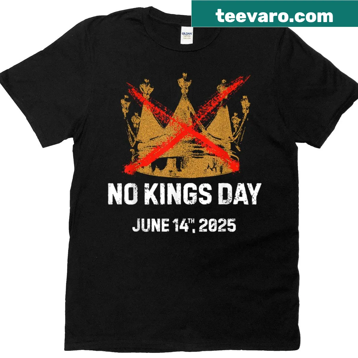 T-shirt displaying 'Rejecting Kings Since 1776' text. — on a men's t-shirt