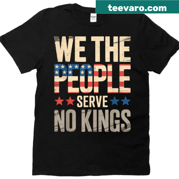 T-shirt with the phrase 'No Kings In America' promoting democratic values.