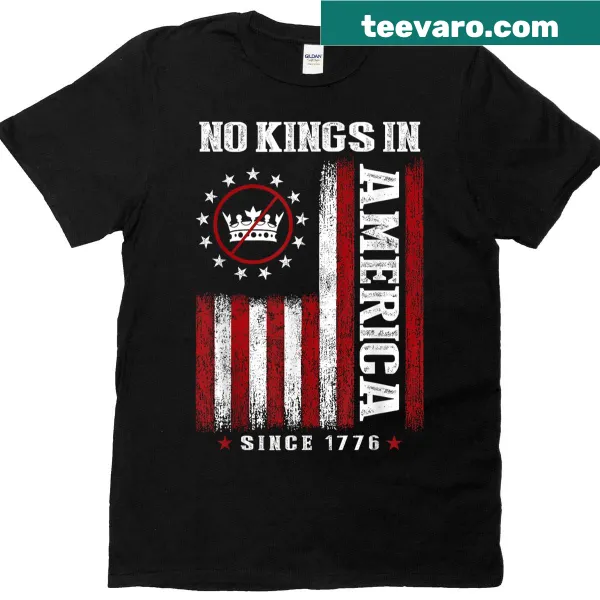 USA flag graphic with 'No Kings In America Since 1776' text.