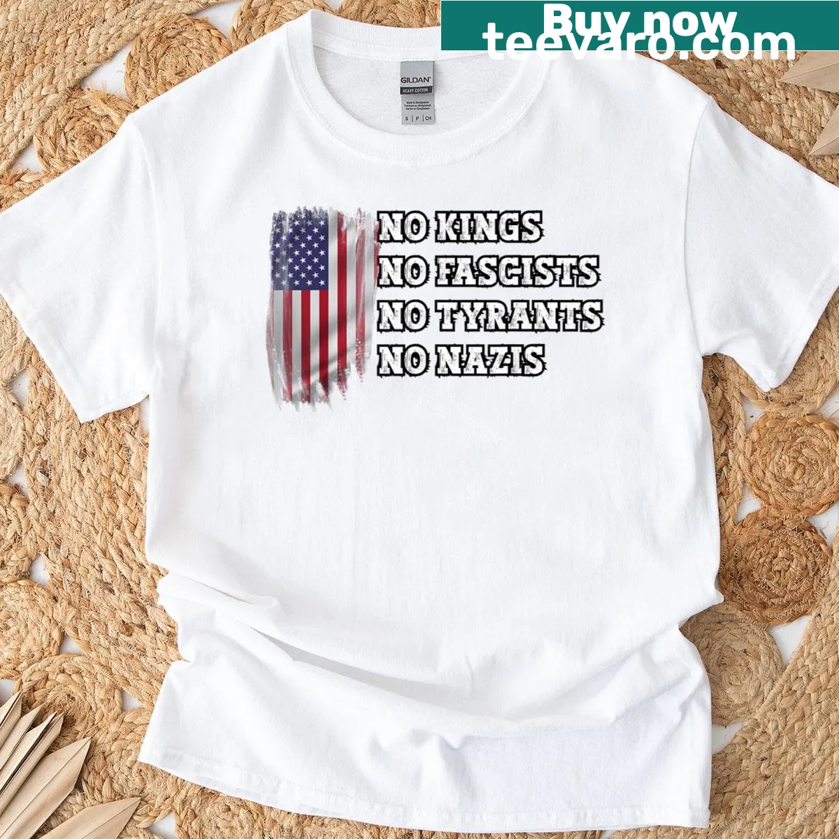 Bold anti-tyranny slogan graphic on T-shirt — on a men's t-shirt