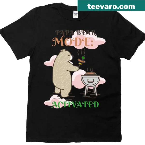 Papa Bear grilling illustration on a t-shirt