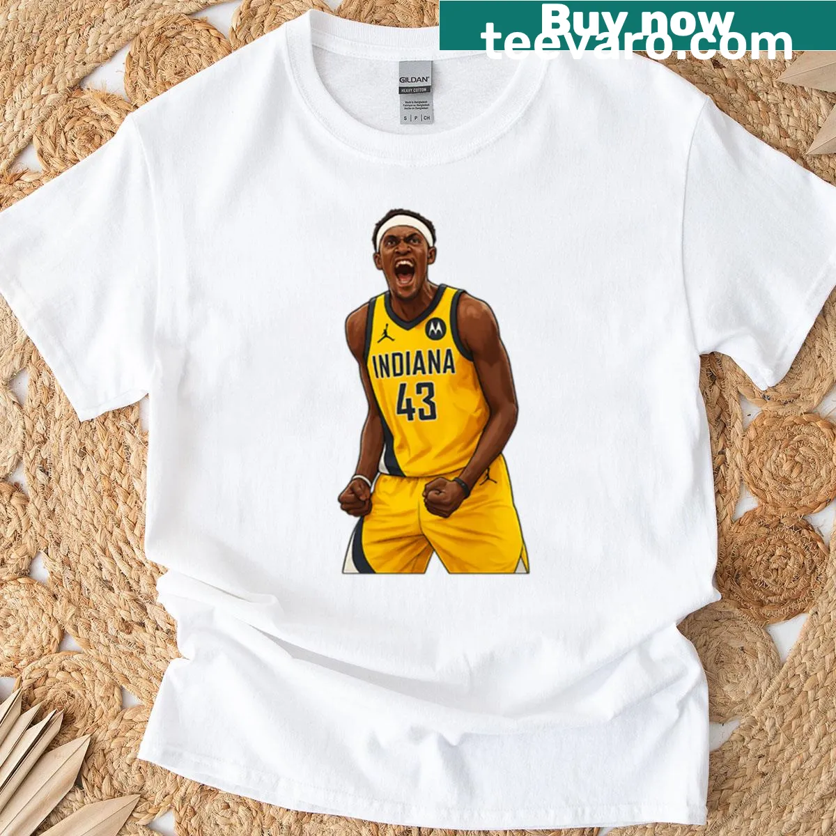 Pascal Siakam T-shirt with player graphic — on a men's t-shirt