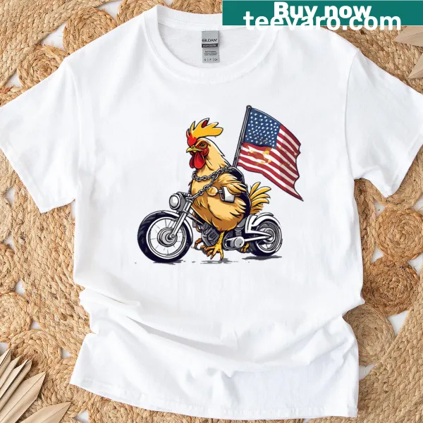 Patriotic biker-themed T-shirt with bold graphics