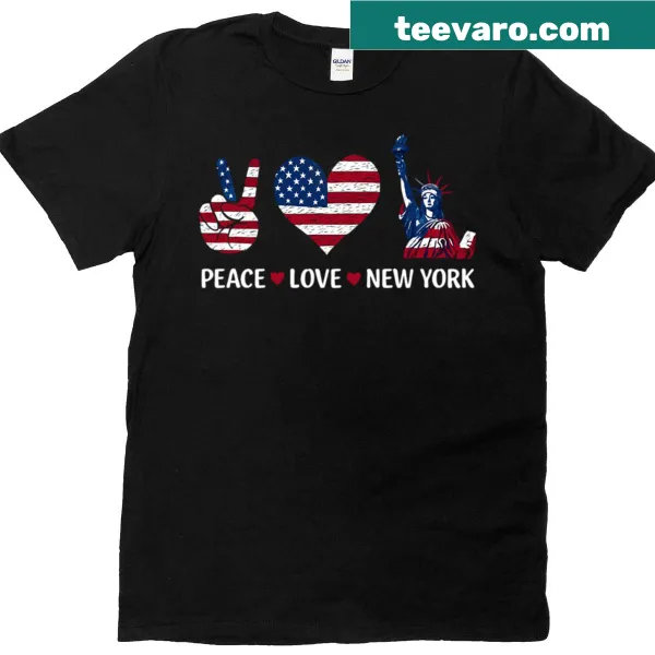 Typography T-shirt saying Peace Love New York
