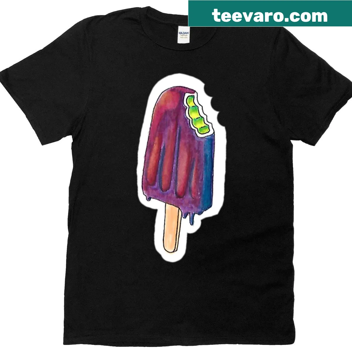 Cartoon illustration of a popsicle on a T-shirt — on a men's t-shirt