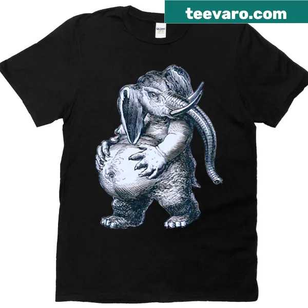 Illustration of a pregnant elephant on a cute T-shirt