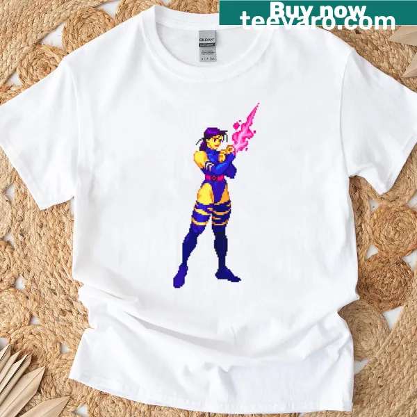 Illustration of Psylocke from MVC2 on a T-shirt