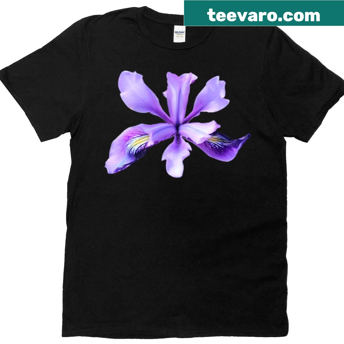 Minimalist silhouette of the Douglas Iris on a casual T-shirt — on a men's t-shirt