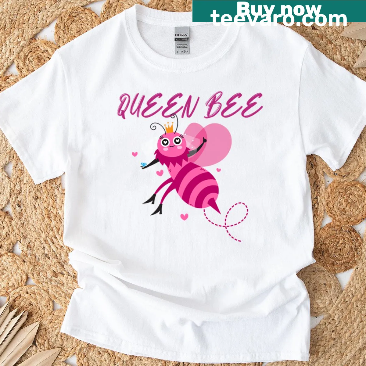 Queen Bee graphic T-shirt with an illustration of a bee — on a men's t-shirt