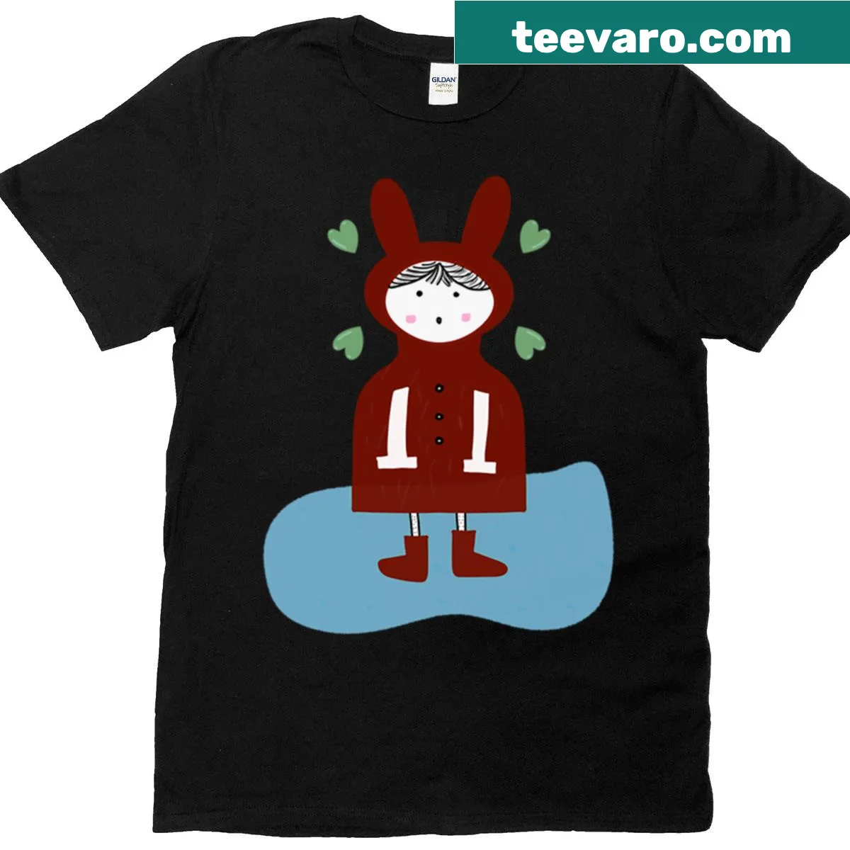 Cute cartoon rabbit girl illustration on T-shirt — on a men's t-shirt