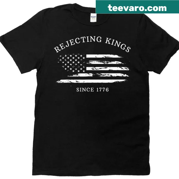 Text 'Rejecting Kings Since 1776' with 'No Kings' on patriotic design