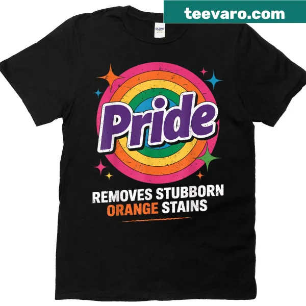 LGBTQ+ pride t-shirt with an orange stains metaphor