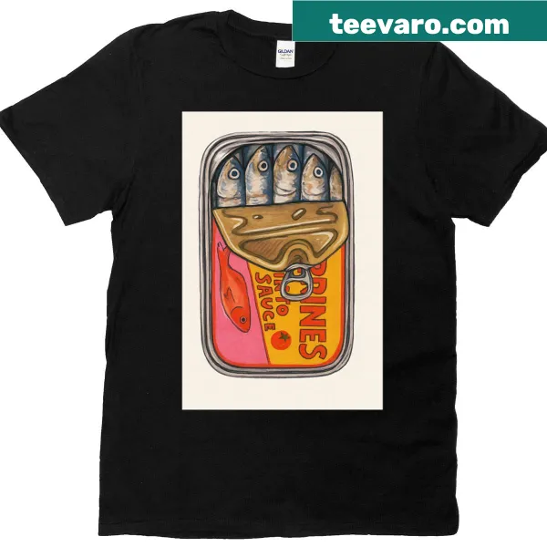 Retro sardine can art graphic T-shirt