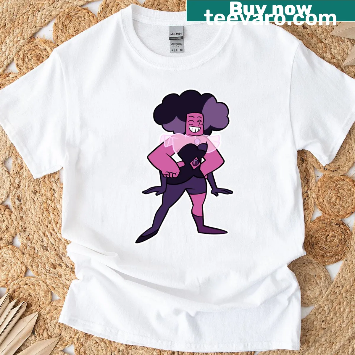 Abstract rhodonite-inspired graphic on a t-shirt — on a men's t-shirt